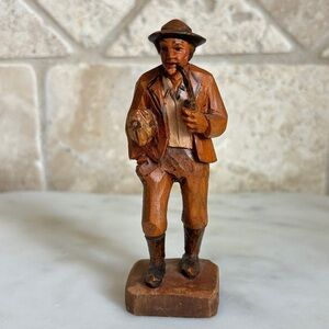 Schmid Linder Wood Carving Switzerland Lucerne Man Vintage